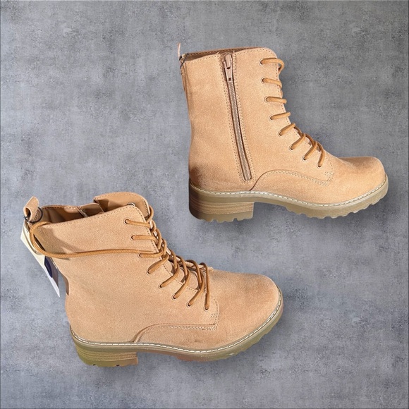 Universal Thread LaceUp Ophelia Side Zip Combat Boots with  Memory Foam - Picture 14 of 14